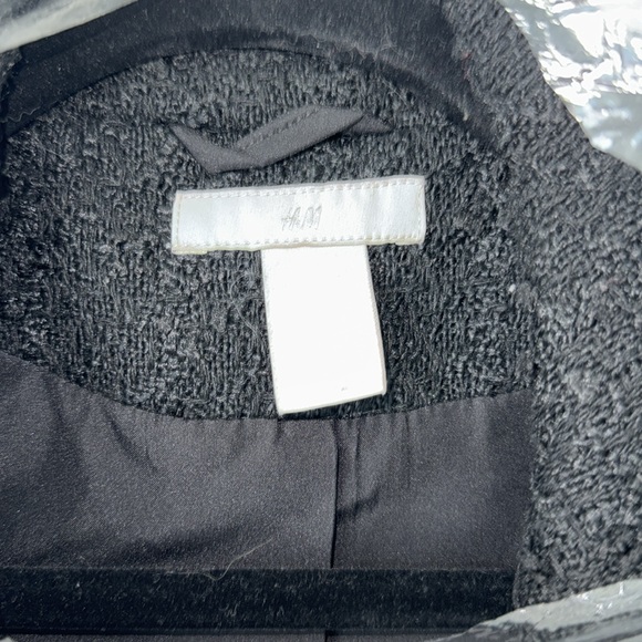 H&M Tweed Black Double Breasted Coat Blazer - Picture 2 of 5